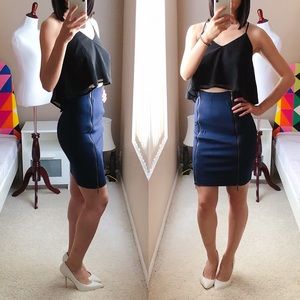 Super stretch pencil skirt with zippers, size S